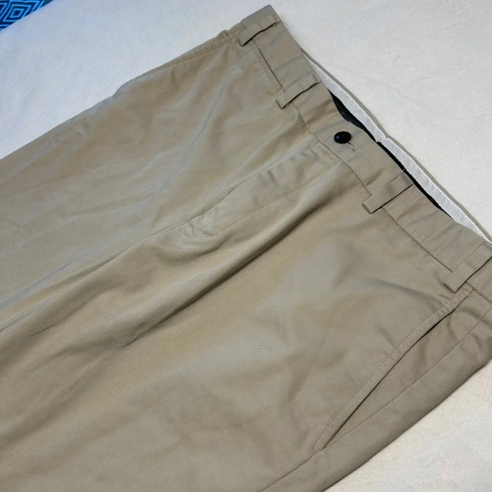 Eddie Bauer Mens Khaki Chino Pants Tan 100% Cotton Flat Front Straight Leg 38x29